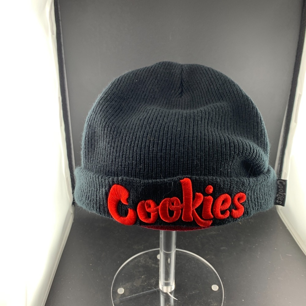 Cookies Beanie Hat Unisex One Size Black Knit Cuffed Embroidered Logo Winter Cap